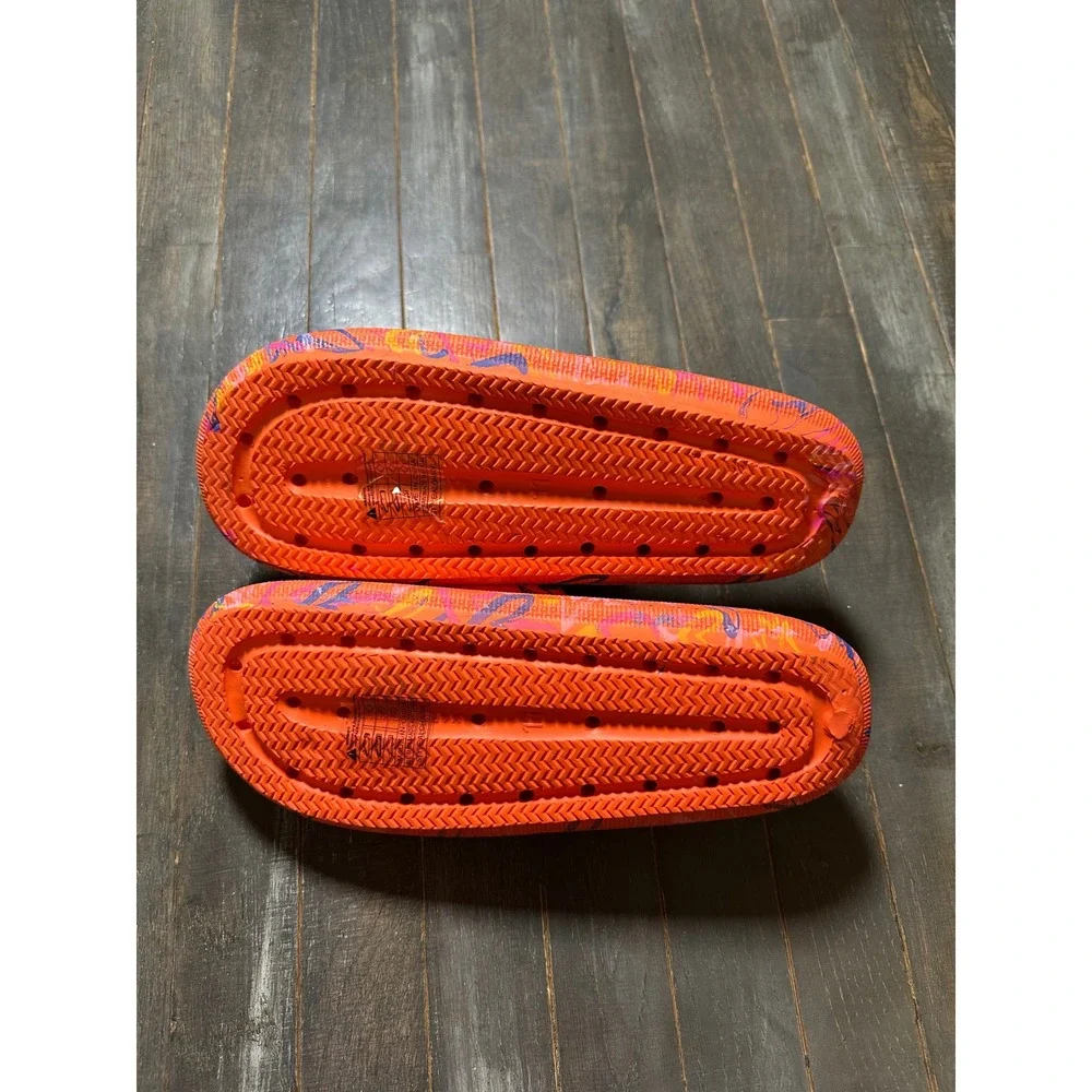 Mudd Womens Orange Heart Print Slide‎ Sandals Casual Summer Beach Shoes